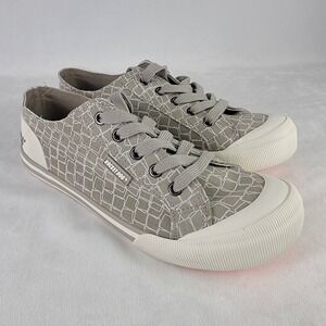 Rocket Dog Jazzin Taupe Geometric Canvas Low Top Sneakers Women 8.5 JAZZINCLN